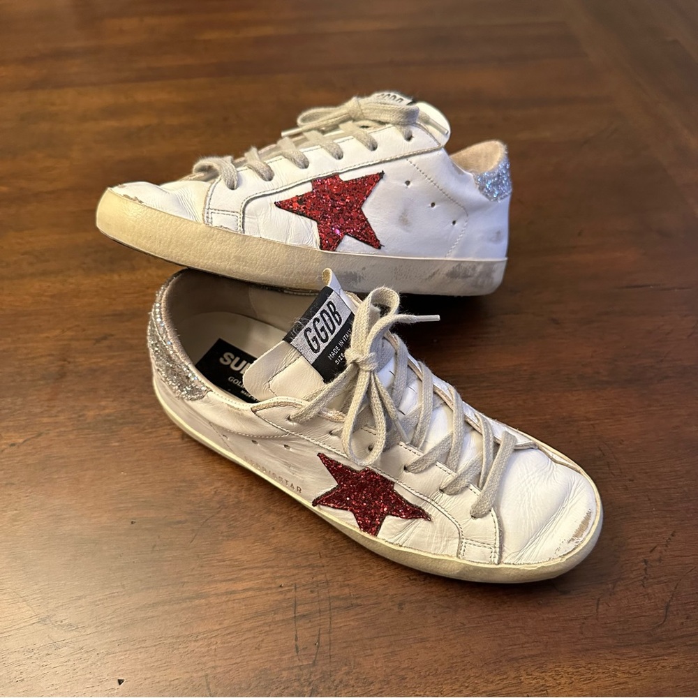 GOLDEN GOOSE - Superstar - Glittery Red Star - 37